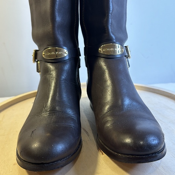 Michael Kor’s Arley Brown Leather/Nylon Riding Boots Size 6.5 - Picture 6 of 9